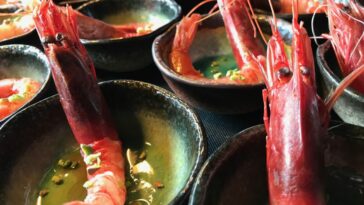 pescheria con cottura: gamberi rossi