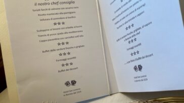 il menu con le calorie