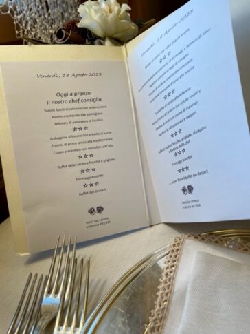 il menu con le calorie