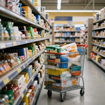 Carrello della spesa al supermercato tra caro spesa e prezzi dinamici